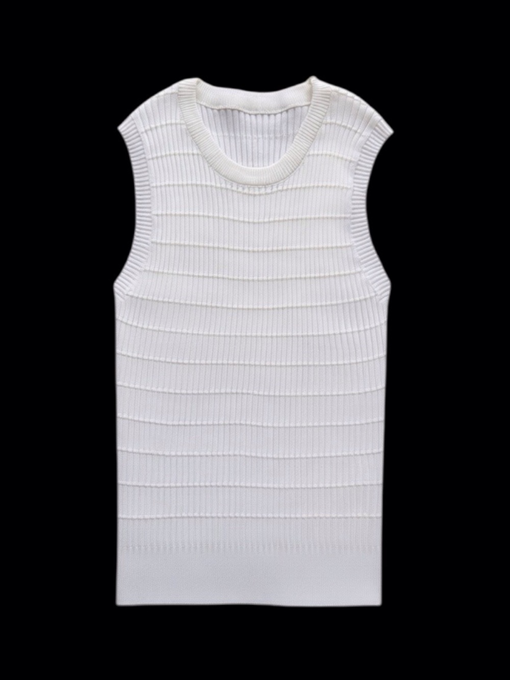 Women’s Sleeveless White Ribbed Knit Sweater Crew Neck Size-XS NEW